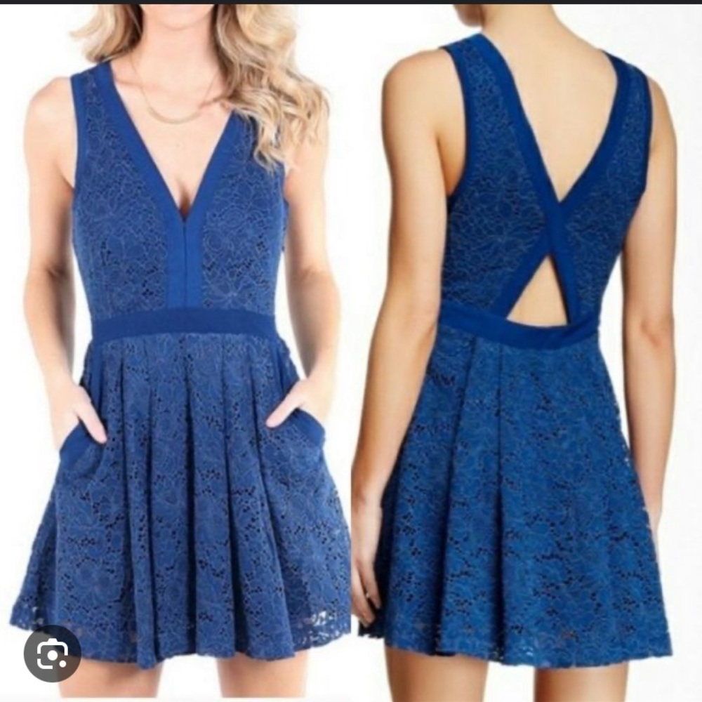 Free People Blue Mini Dress with Chic Design